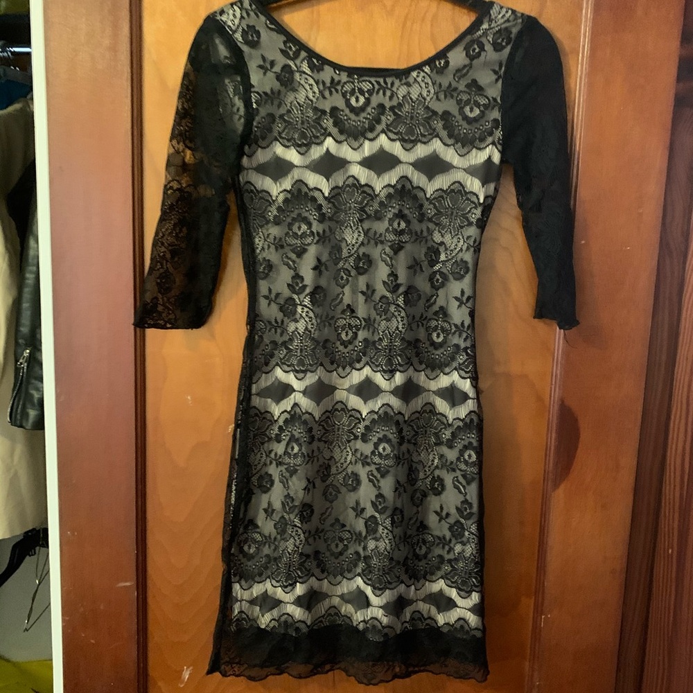 Women’s Black and nude lace cocktail dress